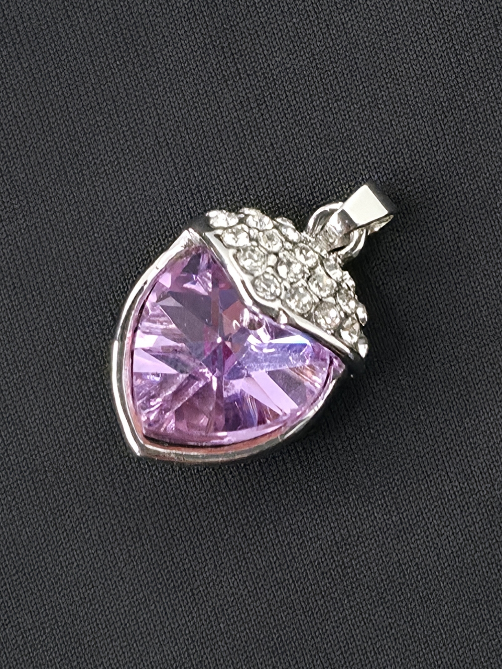 Source Unknown Silver-Tone Purple Crystal Acorn Pendant Necklace